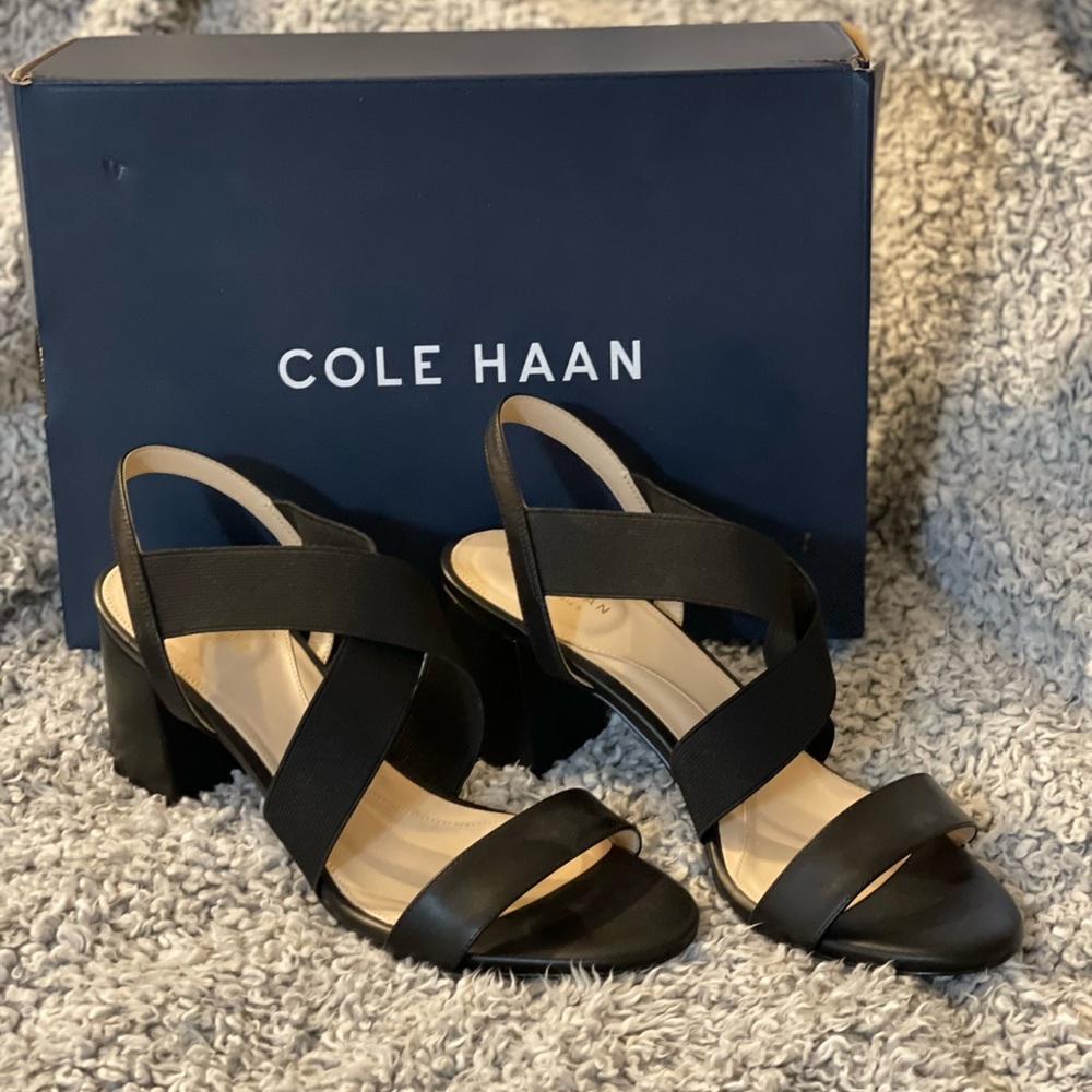 Cole Haan Aniston Elastic Sandals Black Sz 9.5
